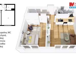 Pronájem bytu 2+kk, Liberec - Liberec VI-Rochlice, Pazderkova, 43 m2