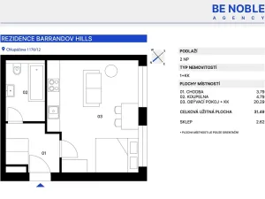 Prodej bytu 1+kk, Praha - Hlubočepy, Chlupáčova, 31 m2