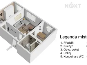 Prodej bytu 2+1, Hodonín, Očovská, 43 m2