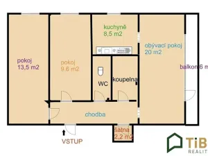 Prodej bytu 3+1, Brno, Studená, 72 m2