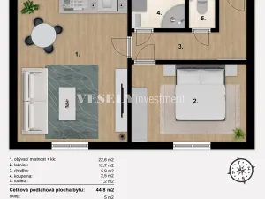 Prodej bytu 2+kk, Benešov, Rubešova, 45 m2