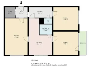 Prodej bytu 3+1, Praha - Malešice, Počernická, 71 m2