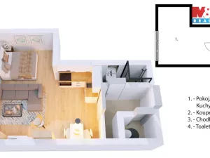 Prodej bytu 1+kk, Praha - Krč, Obětí 6. května, 27 m2