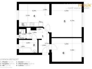 Pronájem bytu 2+1, Praha - Čakovice, U Párníků, 61 m2