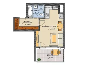 Prodej bytu 1+kk, Praha, náměstí Olgy Scheinpflugové, 33 m2