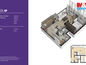 Pronájem bytu 2+kk, Praha, Brdlíkova, 42 m2
