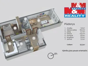 Prodej bytu 2+1, Děčín - Děčín XXVII-Březiny, Kosmonautů, 64 m2