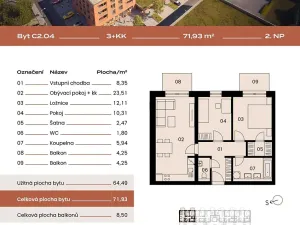 Prodej bytu 3+kk, Újezd u Brna, 63 m2
