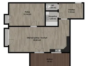 Prodej bytu 2+kk, Hradec Králové, Meruňková, 56 m2