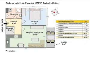 Pronájem bytu 2+kk, Praha - Košíře, Plzeňská, 45 m2