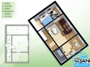 Prodej bytu 2+1, Přerov, Boženy Němcové, 44 m2