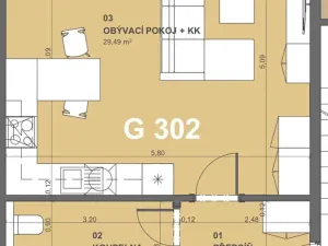 Prodej bytu 1+kk, České Budějovice, České Vrbné, 45 m2