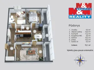 Prodej bytu 3+1, Most, U Věžových domů, 62 m2