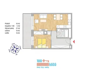 Pronájem bytu 2+kk, Praha - Modřany, Mezi vodami, 55 m2