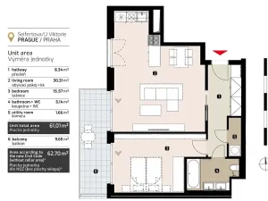 Prodej bytu 2+kk, Praha - Žižkov, U Viktorie, 63 m2