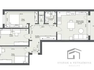 Pronájem bytu 4+kk, Praha - Modřany, Levského, 73 m2
