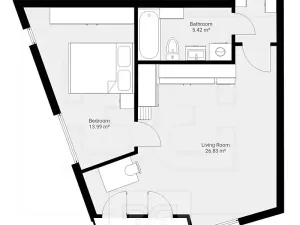 Pronájem bytu 2+kk, Praha - Modřany, Komořanská, 52 m2