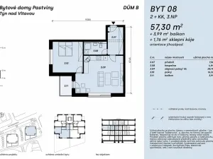 Prodej bytu 2+kk, Týn nad Vltavou, Na pastvinách, 57 m2