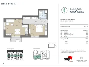 Pronájem bytu 2+kk, Pohořelice, U Kasáren, 54 m2