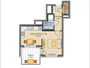 Pronájem bytu 1+kk, Praha - Vysočany, Pod Harfou, 40 m2