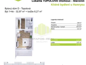 Pronájem bytu 1+kk, Olomouc, Topolová, 32 m2