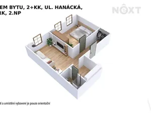Pronájem bytu 2+kk, Šumperk, Hanácká, 37 m2
