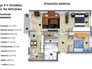 Prodej bytu 3+1, Chotěboř, Na Skřivánku, 76 m2