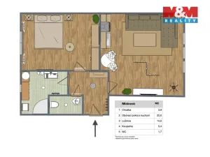 Pronájem bytu 2+kk, Chvalovice, 49 m2