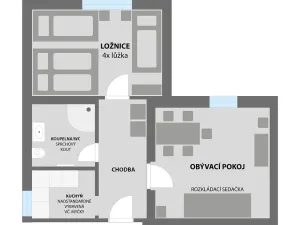 Prodej bytu 2+1, Sedloňov, 54 m2