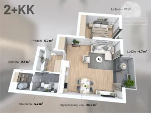 Prodej bytu 2+kk, Praha - Vysočany, V Předním Hloubětíně, 61 m2