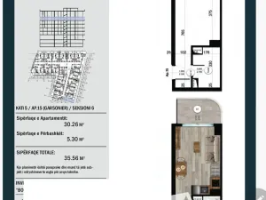 Prodej bytu 1+kk, Qerret, Albánie, 35 m2