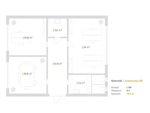 Pronájem kanceláře, Brno, Jundrovská, 79 m2