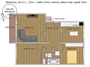 Prodej bytu 3+1, Nekvasovy, 72 m2