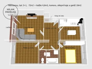 Prodej bytu 3+1, Nekvasovy, 72 m2