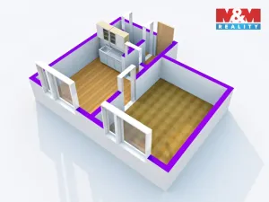 Prodej bytu 1+1, Bílina - Teplické Předměstí, Sídliště Za Chlumem, 35 m2