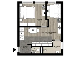 Pronájem bytu 2+kk, Kralupy nad Vltavou - Lobeček, Krakovská, 38 m2