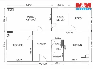 Prodej bytu 4+1, Záchlumí, 74 m2