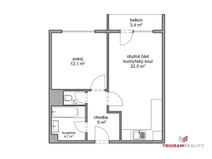 Pronájem bytu 2+kk, Hradec Králové - Nový Hradec Králové, třída Edvarda Beneše, 47 m2