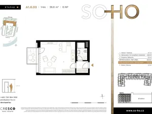 Prodej bytu 1+kk, Praha - Holešovice, V háji, 37 m2