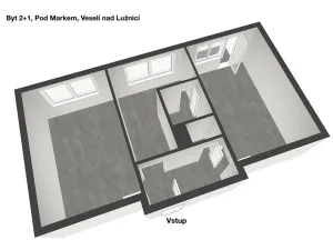 Prodej bytu 2+1, Veselí nad Lužnicí, Pod Markem, 56 m2