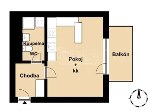 Pronájem bytu 1+kk, Praha - Uhříněves, Karla Zicha, 33 m2