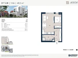 Prodej bytu 1+kk, Praha - Holešovice, Jateční, 47 m2