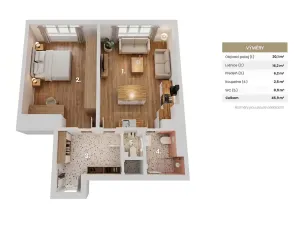 Pronájem bytu 2+kk, Praha - Michle, Počátecká, 49 m2