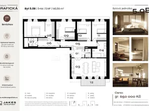 Prodej bytu 4+kk, Praha - Smíchov, Grafická, 140 m2