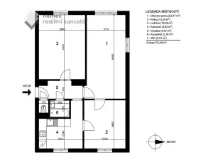 Prodej bytu 3+1, Praha - Hloubětín, Poděbradská, 72 m2