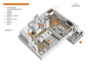 Pronájem bytu 2+kk, Praha, Waltariho, 45 m2