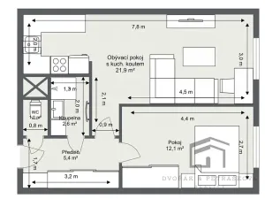 Pronájem bytu 2+kk, Praha - Kunratice, Jana Růžičky, 45 m2