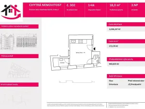 Prodej bytu 1+kk, Praha - Nové Město, Kateřinská, 18 m2