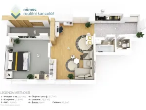 Pronájem bytu 2+kk, Praha - Vysočany, Mlékárenská, 56 m2