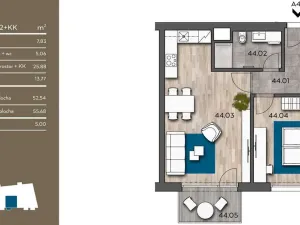 Pronájem bytu 2+kk, Praha - Košíře, Starokošířská, 58 m2
